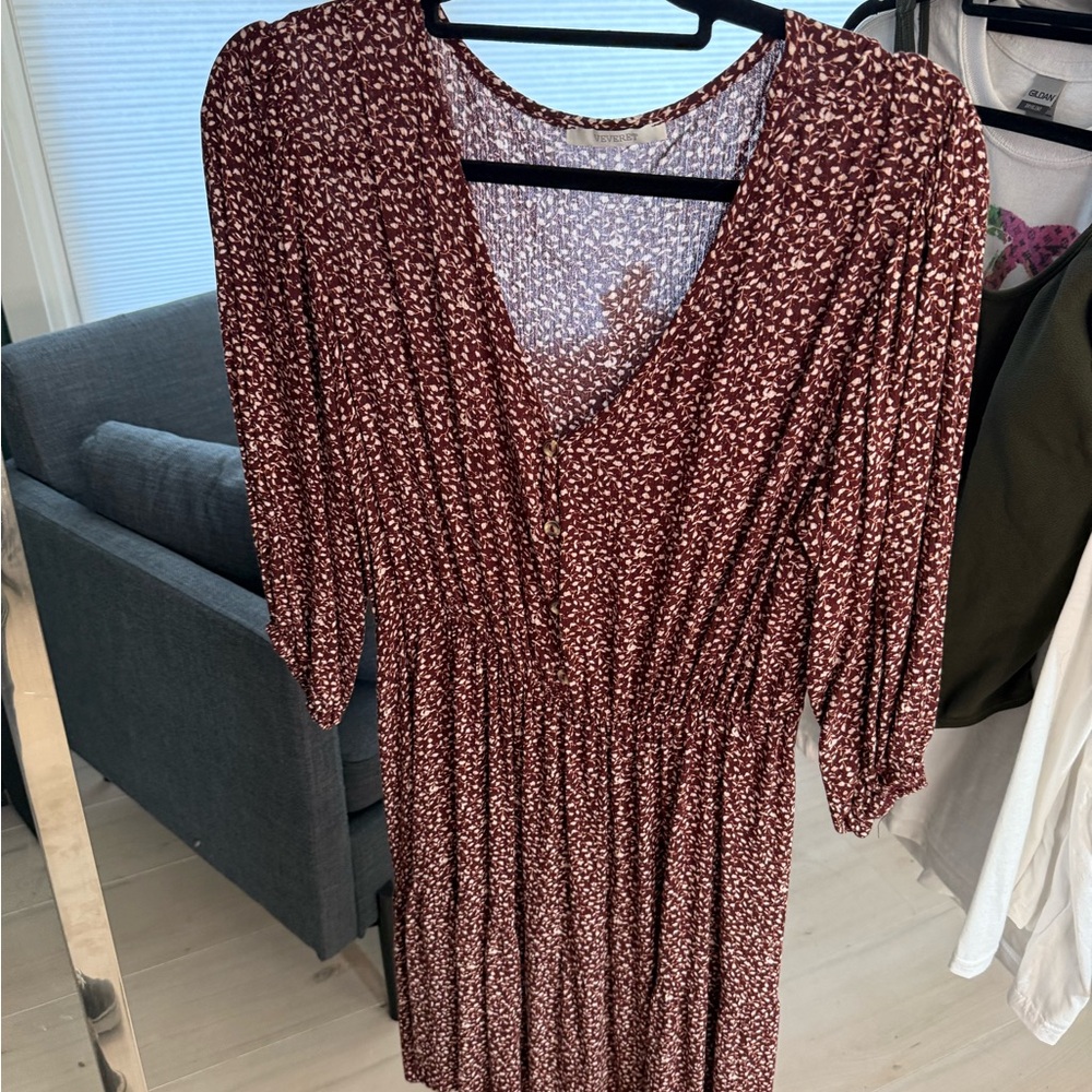 Elegant Maroon Floral Dress